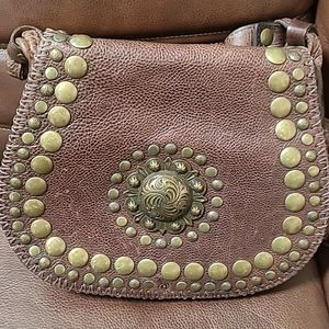Brown leather crossbody bag